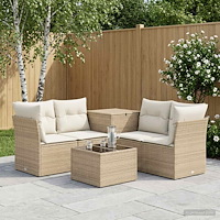 vidaXL Soffset 6 st Beige och krämvit Poly Rattan och stål