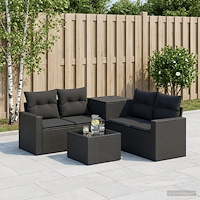 vidaXL Soffset 6 st Svart Poly Rattan och stål