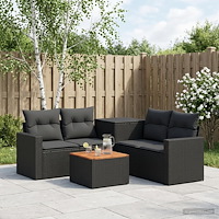 vidaXL Soffset 6 st Svart Poly Rattan och stål