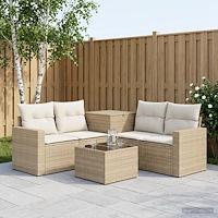vidaXL Soffset 6 st Beige och krämvit Poly Rattan och stål