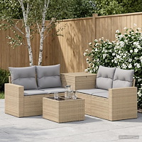 vidaXL Soffset 6 st Beige och Ljusgrå Poly Rattan och stål