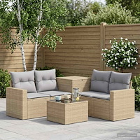 vidaXL Soffset 6 st Beige och Ljusgrå Poly Rattan och stål
