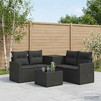 vidaXL Soffset 6 st Svart Poly Rattan och stål