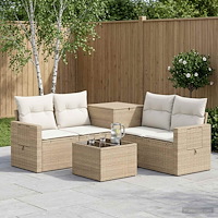 vidaXL Soffset 6 st Beige och krämvit Poly Rattan och stål