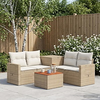 vidaXL Soffset 6 st Beige och krämvit Poly Rattan och stål