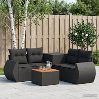 vidaXL Soffset 6 st Svart Poly Rattan och stål