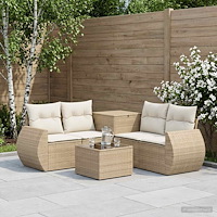 vidaXL Soffset 6 st Beige och krämvit Poly Rattan och stål