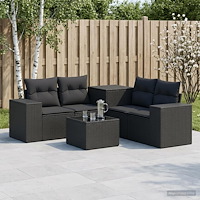 vidaXL Soffset 6 st Svart Poly Rattan och stål