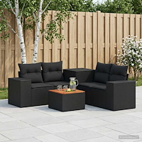 vidaXL Soffset 6 st Svart Poly Rattan och stål