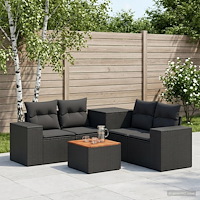 vidaXL Soffset 6 st Svart Poly Rattan och stål
