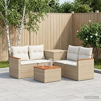 vidaXL Soffset 6 st Beige och krämvit Poly Rattan och stål