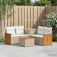 vidaXL Soffset 6 st Beige och krämvit Poly Rattan och stål