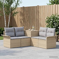 vidaXL Soffset 5 st Beige och Ljusgrå Poly Rattan och stål