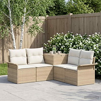 vidaXL Soffset 5 st Beige och krämvit Poly Rattan och stål