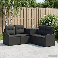 vidaXL Soffset 5 st Svart Poly Rattan och stål