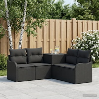 vidaXL Soffset 5 st Svart Poly Rattan och stål