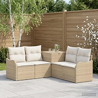 vidaXL Soffset 5 st Beige och krämvit Poly Rattan och stål