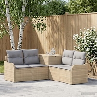 vidaXL Soffset 5 st Beige och Ljusgrå Poly Rattan och stål
