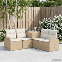 vidaXL Soffset 5 st Beige och krämvit Poly Rattan och stål