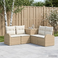 vidaXL Soffset 5 st Beige och krämvit Poly Rattan och stål