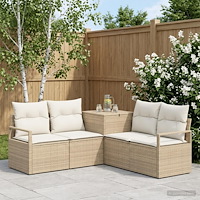 vidaXL Soffset 5 st Beige och krämvit Poly Rattan och stål