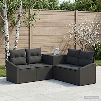 vidaXL Soffset 5 st Svart Poly Rattan och stål