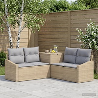 vidaXL Soffset 5 st Beige och Ljusgrå Poly Rattan och stål