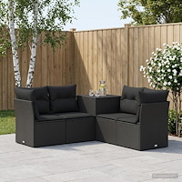vidaXL Soffset 5 st Svart Poly Rattan och stål