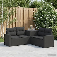 vidaXL Soffset 5 st Svart Poly Rattan och stål