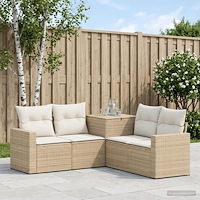 vidaXL Soffset 5 st Beige och krämvit Poly Rattan och stål