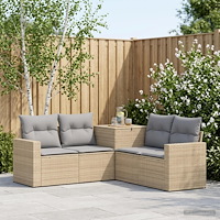 vidaXL Soffset 5 st Beige och Ljusgrå Poly Rattan och stål