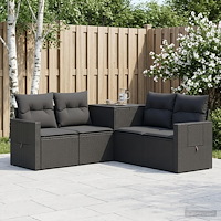 vidaXL Soffset 5 st Svart Poly Rattan och stål