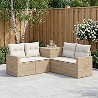 vidaXL Soffset 5 st Beige och krämvit Poly Rattan och stål