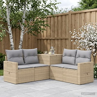 vidaXL Soffset 5 st Beige och Ljusgrå Poly Rattan och stål