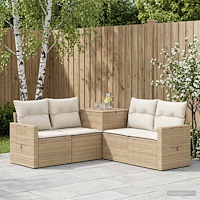 vidaXL Soffset 5 st Beige och krämvit Poly Rattan och stål