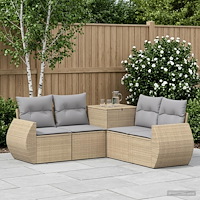vidaXL Soffset 5 st Beige och Ljusgrå Poly Rattan och stål