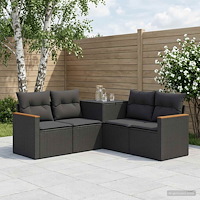 vidaXL Soffset 5 st Svart Poly Rattan och stål