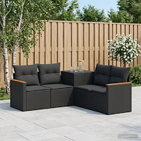 vidaXL Soffset 5 st Svart Poly Rattan och stål