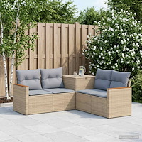 vidaXL Soffset 5 st Beige och Ljusgrå Poly Rattan och stål