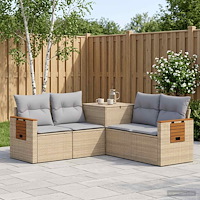 vidaXL Soffset 5 st Beige och Ljusgrå Poly Rattan och stål