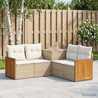 vidaXL Soffset 5 st Beige och krämvit Poly Rattan och stål