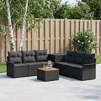vidaXL Soffset 8 st Svart Poly Rattan och stål