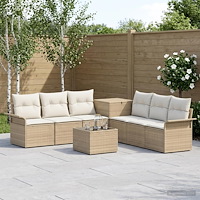 vidaXL Soffset 8 st Beige och krämvit Poly Rattan och stål