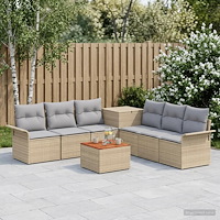 vidaXL Soffset 8 st Beige och Ljusgrå Poly Rattan och stål