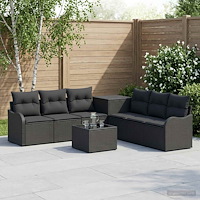 vidaXL Soffset 8 st Svart Poly Rattan och stål