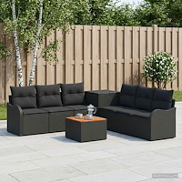 vidaXL Soffset 8 st Svart Poly Rattan och stål