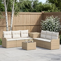 vidaXL Soffset 8 st Beige och krämvit Poly Rattan och stål