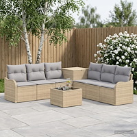 vidaXL Soffset 8 st Beige och Ljusgrå Poly Rattan och stål
