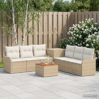 vidaXL Soffset 8 st Beige och krämvit Poly Rattan och stål