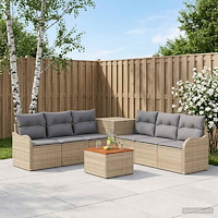 vidaXL Soffset 8 st Beige och Ljusgrå Poly Rattan och stål